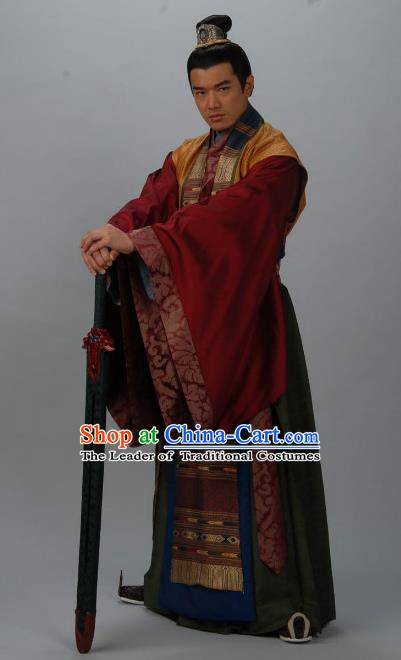 Chinese Ancient Tang Dynasty Nobility Childe Minister Wu Yanming Replica Costume for Men