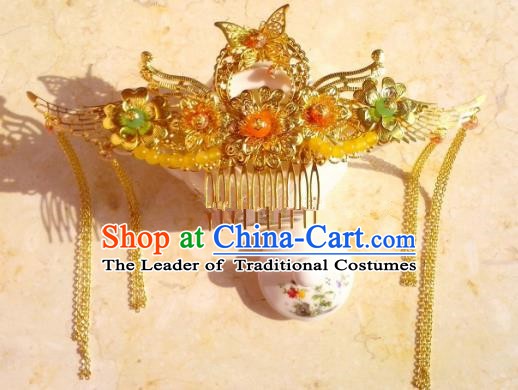 Chinese Ancient Hair Accessories Butterfly Hairpins Hanfu Golden Hair Stick for Women