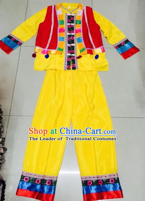 Traditional Chinese Dai Nationality Costume Ethnic Folk Dance Embroidered Clothing for Men