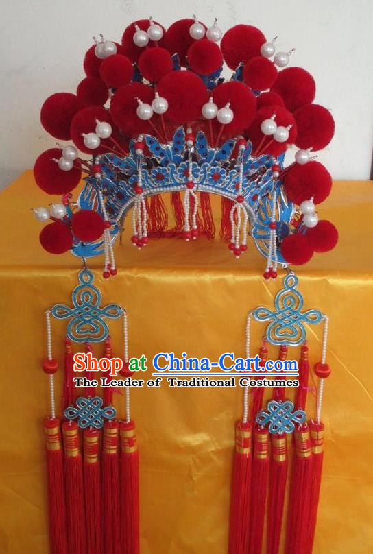 Traditional Chinese Beijing Opera Hair Accessories Princess Red Phoenix Coronet Peking Opera Actress Headwear