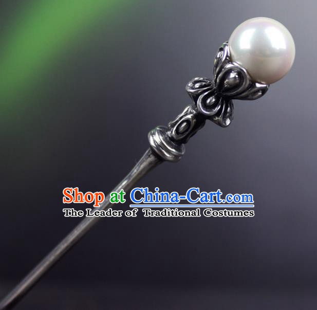 Chinese Ancient Handmade Hair Accessories Classical Silver Hairpins Pearl Hair Clip for Women