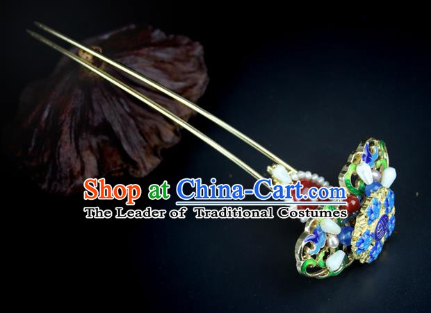 Chinese Ancient Handmade Hair Accessories Wedding Hair Clip Classical Hanfu Blueing Hairpins for Women