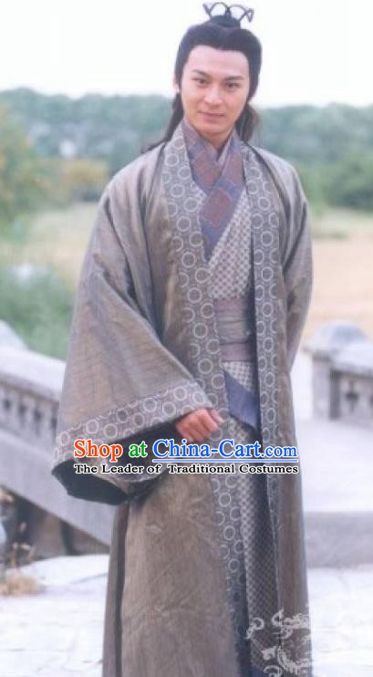 Traditional Chinese Han Dynasty Military Officer General Li Ling Replica Costume for Men