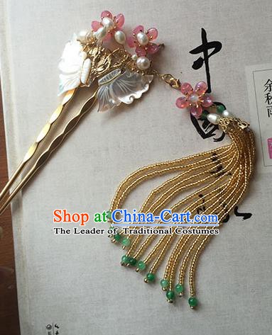 Chinese Handmade Ancient Butterfly Hairpins Hair Accessories Classical Hanfu Tassel Step Shake for Women