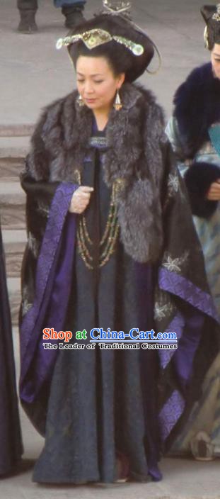 Chinese Ancient Five Dynasties and Ten Kingdoms Northern Han Empress Dowager Dugu Hanfu Dress Replica Costume for Women