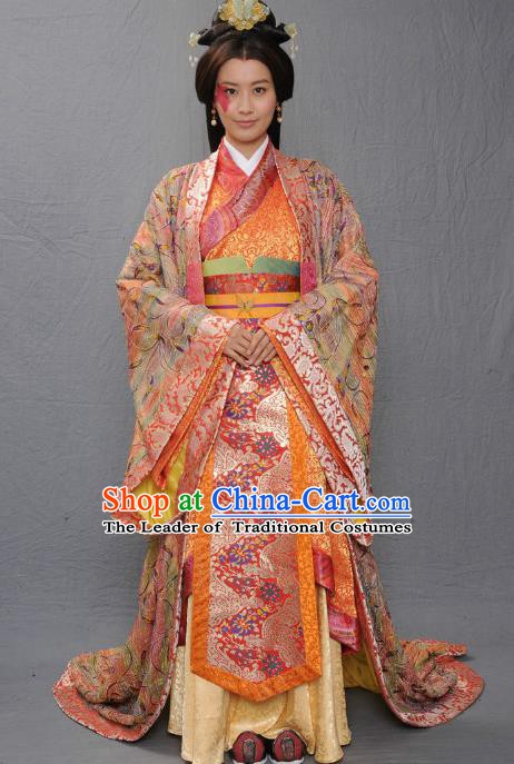 Ancient Chinese Warring States Period Qi Kingdom Empress Zhong Wuyan Hanfu Dress Palace Lady Replica Costume for Women