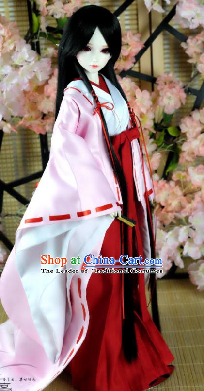 Traditional Asian Japan Costume Japanese Witch Iromuji Kimono Pink Vibration Sleeve Kimono Clothing for Women