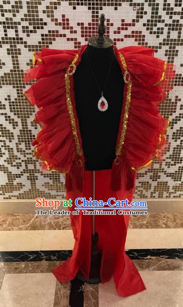 Top Grade Children Stage Performance Costume Catwalks Red Clothing for Kids