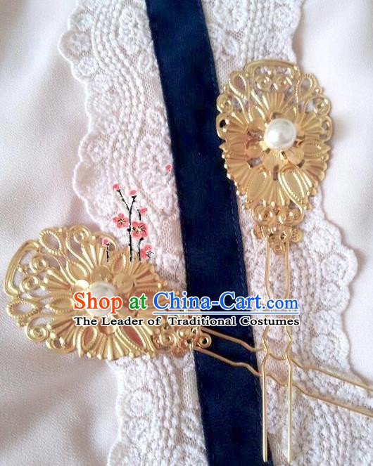 Traditional Chinese Ancient Hair Accessories Golden Hairpins Hair Stick for Women