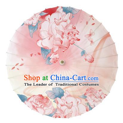 Chinese Handmade Paper Umbrella Folk Dance Printing Flowers Butterfly Oil-paper Umbrella Yangko Umbrella