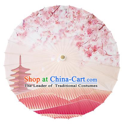 Chinese Traditional Paper Umbrella Folk Dance Handmade Painting Pagoda Oriental Cherry Oil-paper Umbrella Kimono Umbrella