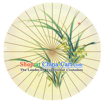 Chinese Traditional Paper Umbrella Folk Dance Printing Orchid Oil-paper Umbrella Handmade Umbrella