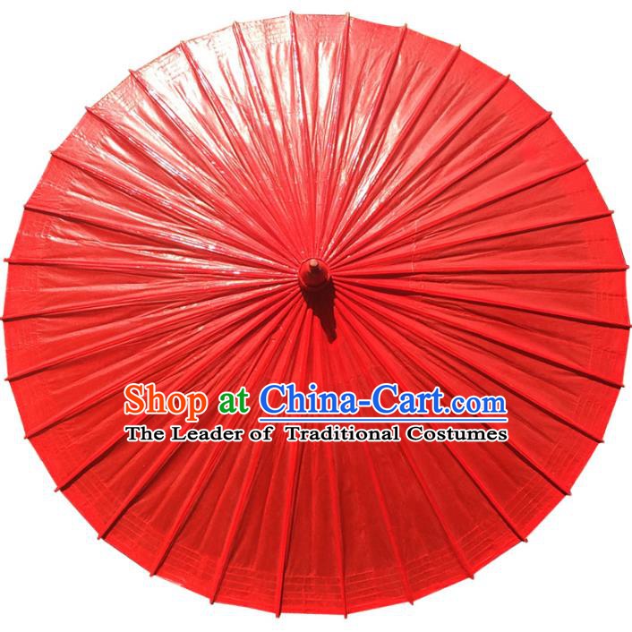 Chinese Traditional Artware Paper Umbrella Folk Dance Pure Red Oil-paper Umbrella Handmade Umbrella