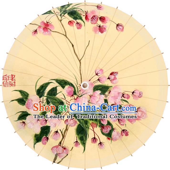 Chinese Traditional Artware Paper Umbrella Printing Flowers Oil-paper Umbrella Handmade Umbrella