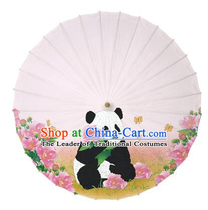 Chinese Traditional Artware Paper Umbrellas Ink Wash Painting Panda Peony Oil-paper Umbrella Handmade Umbrella