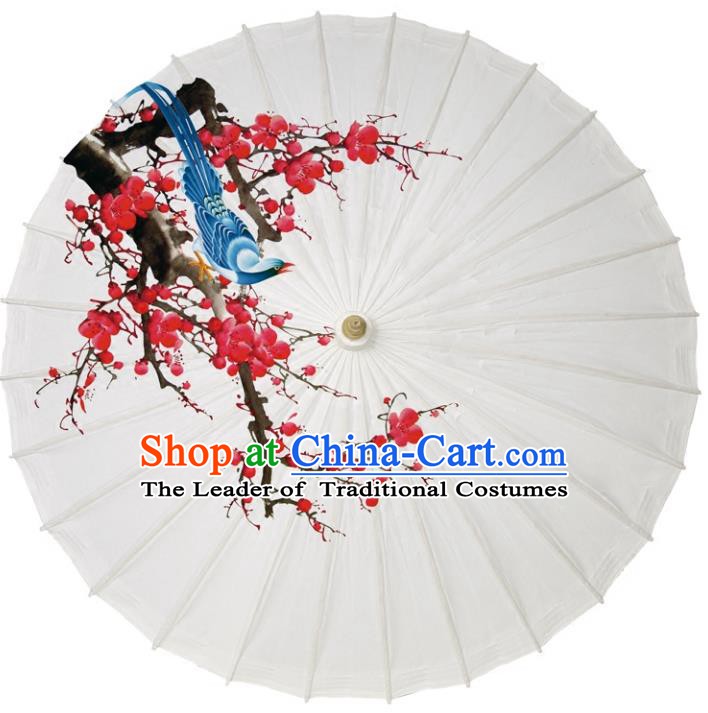 Chinese Traditional Artware Paper Umbrellas Printing Plum Blossom Magpie Oil-paper Umbrella Handmade Umbrella