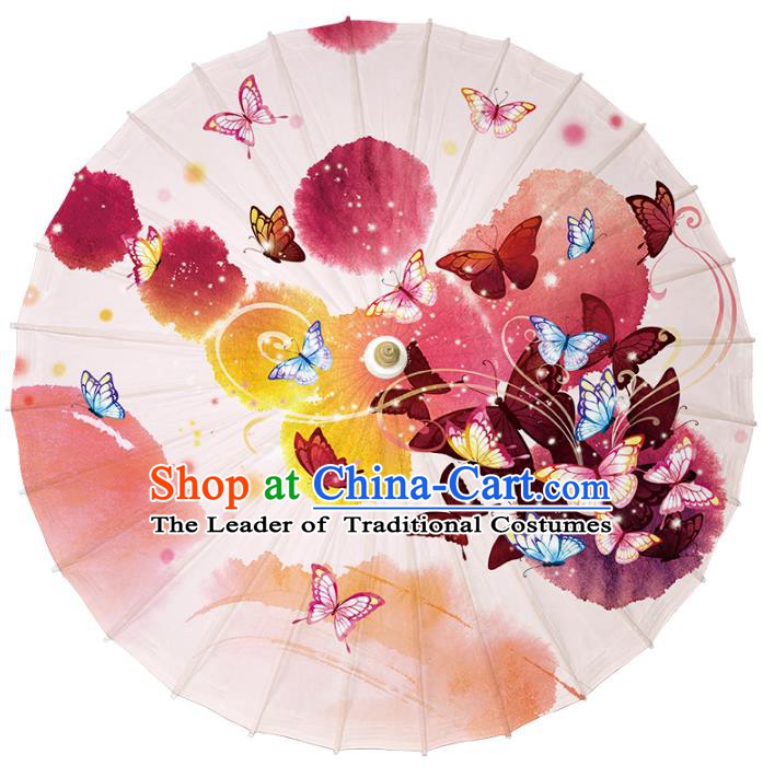 Chinese Traditional Artware Dance Umbrella Printing Butterflies Paper Umbrellas Oil-paper Umbrella Handmade Umbrella