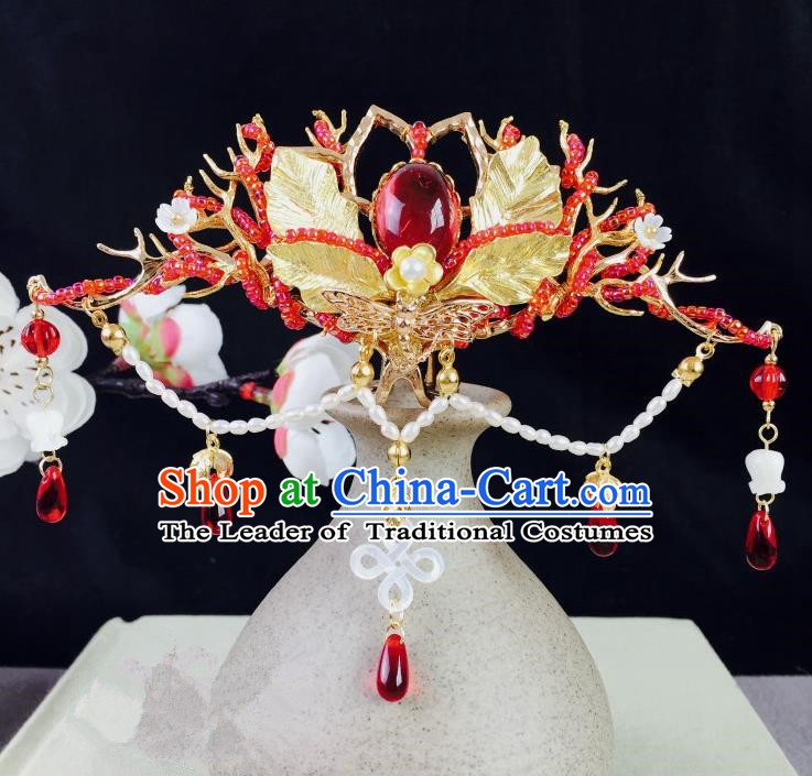 Chinese Handmade Classical Hair Accessories Wedding Phoenix Coronet Hairpins Hanfu Hair Clip for Women