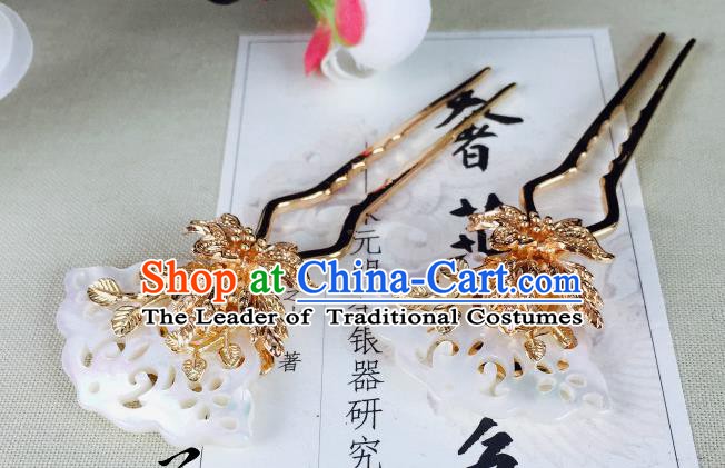 Chinese Handmade Classical Hair Accessories Wedding Shell Butterfly Hair Stick Hairpins for Women