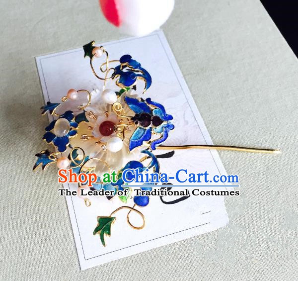 Chinese Handmade Classical Hair Accessories Blueing Butterfly Hairpins Hair Stick for Women