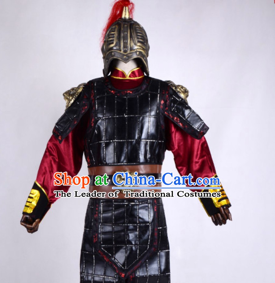 Ancient Chinese Folk Legend Character Hua Mulan Armor Costume and Helmet Complete Set