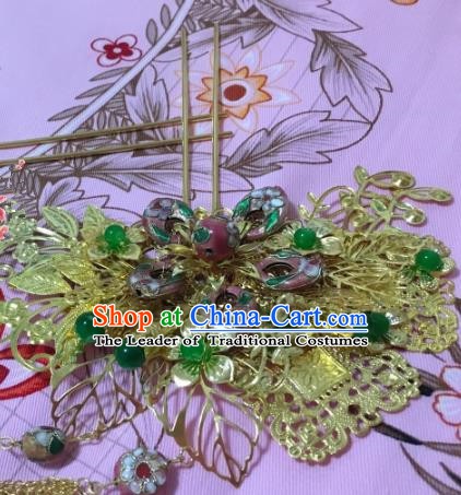 Traditional Chinese Ancient Palace Lady Hair Accessories Hairpins Cloisonne Tassel Step Shake for Women