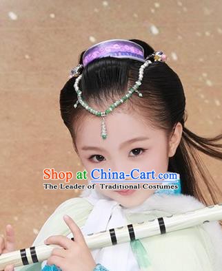 Traditional Chinese Ancient Hair Accessories Frontlet Hair Coronet and Hairpins for Kids