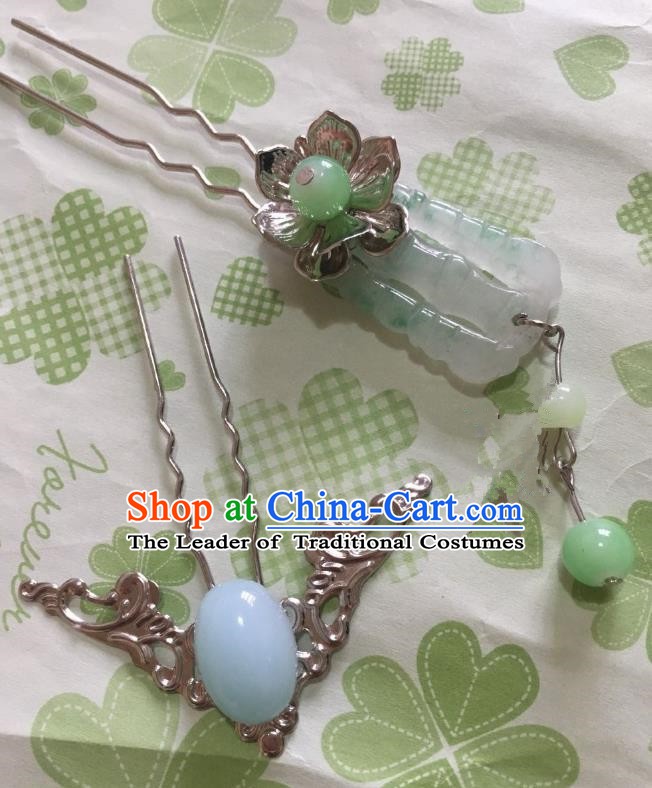 Traditional Chinese Ancient Palace Lady Hair Accessories Hairpins Jade Hair Stick for Women