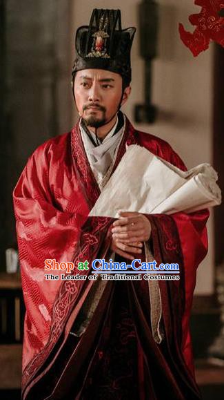 Chinese Ancient Tang Dynasty Prime Minister Wei Zheng Replica Costume for Men