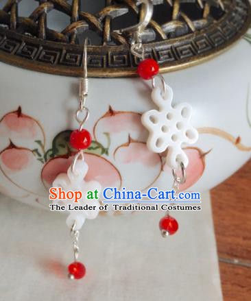 Traditional Chinese Ancient Jewelry Accessories Jade Chinese Knots Earrings Eardrop for Women