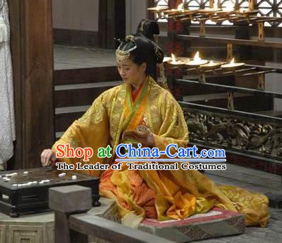 Traditional Ancient Chinese Han Dynasty Prime Minister Dowager Xin Zhui Hanfu Dress Replica Costume for Women