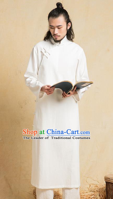 Top Grade Kung Fu Costume Martial Arts Training White Gown Gongfu Wushu Tang Suit Clothing for Men