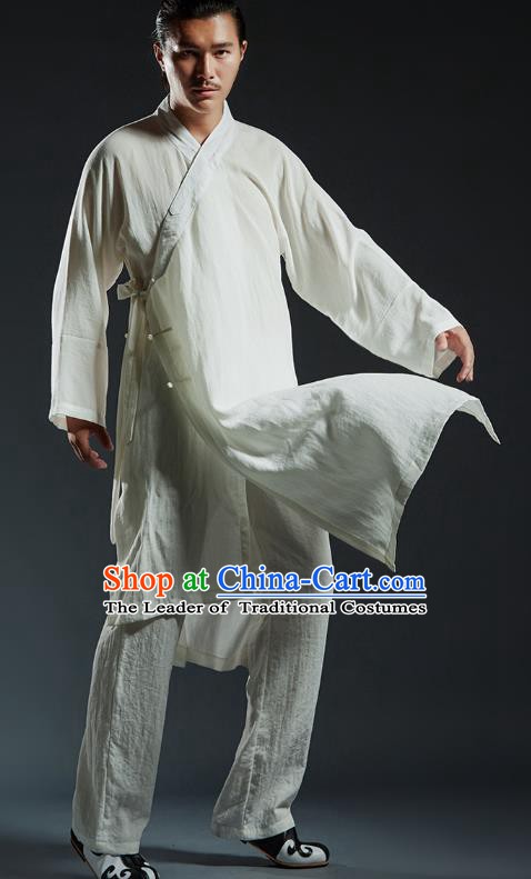 Top Grade Kung Fu Costume Martial Arts Training White Uniform Gongfu Wushu Tang Suit Clothing for Men
