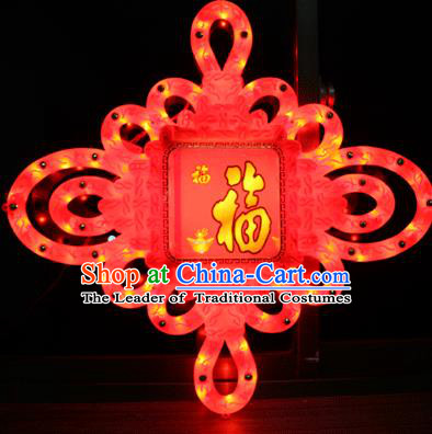 Traditional Handmade Chinese Lanterns Spring Festival Chinese Knots Electric Character Fortune LED Lights Lamps Hanging Lamp Decoration