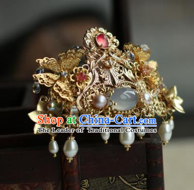 Traditional Chinese Ancient Phoenix Coronet Classical Hair Accessories Handmade Hairpins for Women