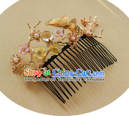 Traditional Chinese Ancient Butterfly Hair Comb Classical Hair Accessories Handmade Hairpins for Women
