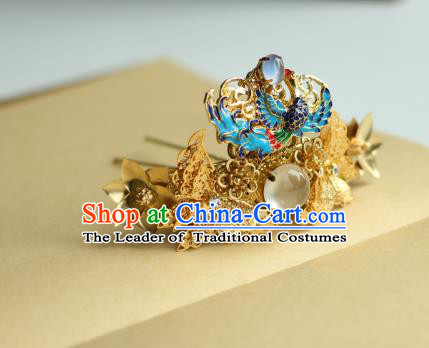 Traditional Chinese Ancient Blueing Hair Clips Hair Accessories Handmade Hanfu Hairpins for Women