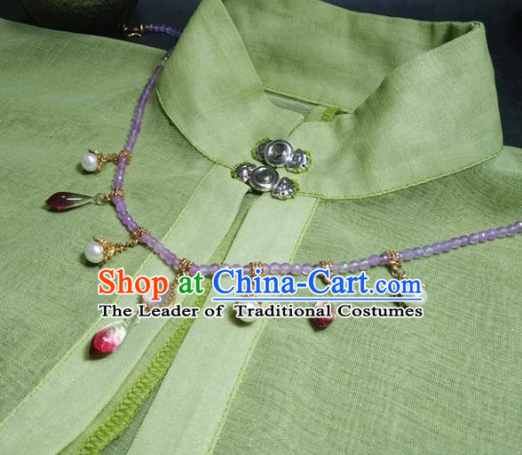 Traditional Chinese Ancient Handmade Necklace Hanfu Purple Beads Necklets for Women