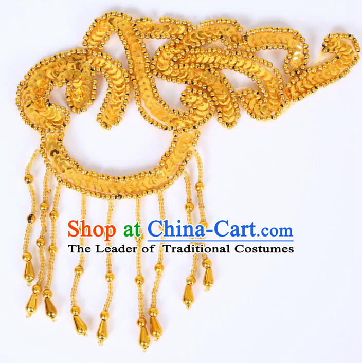 Chinese Traditional Folk Dance Hair Accessories Yangko Dance Golden Sequins Headwear for Women