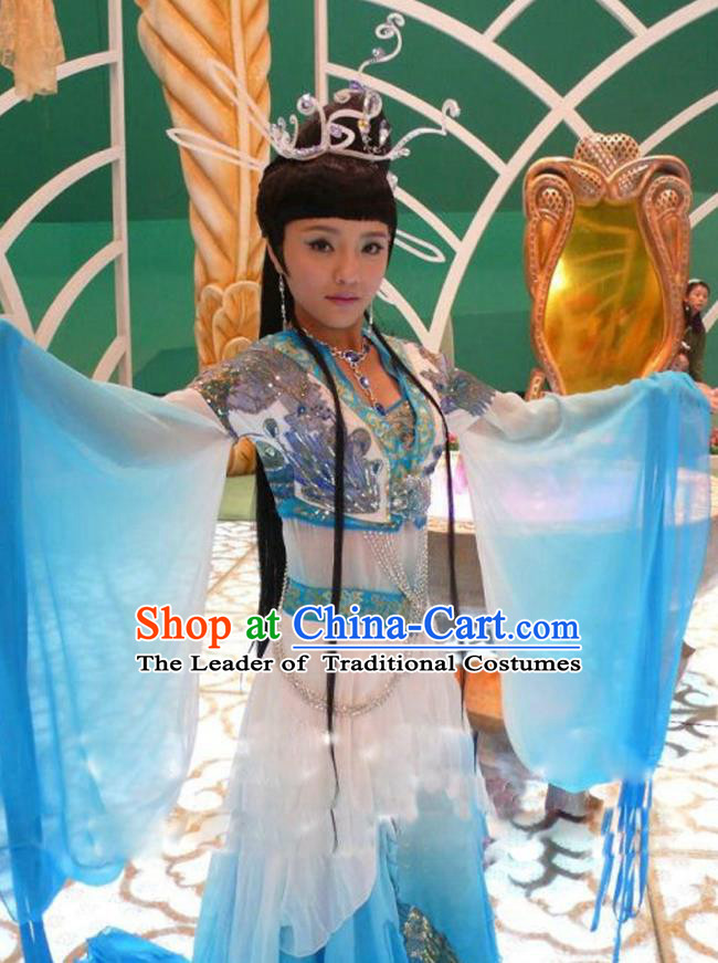 Traditional Chinese Ancient Fairy Costume, China Tang Dynasty Princess Dance Clothing and Headpiece for Women