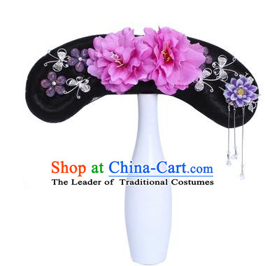 Chinese Ancient Manchu Princess Hair Accessories Traditional Qing Dynasty Palace Lady Headwear for Kids