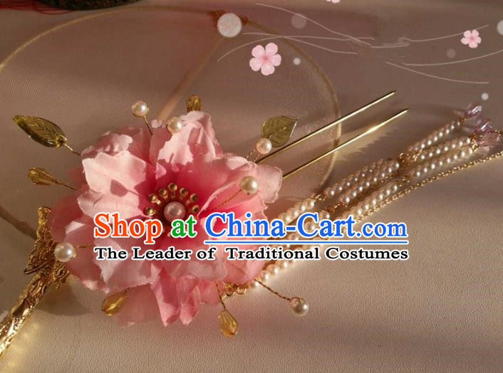 Chinese Traditional Ancient Hair Accessories Classical Pearls Tassel Hair Clip Hanfu Hairpins for Women