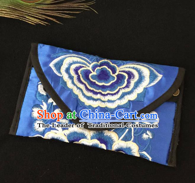 Chinese Traditional Embroidery Craft Embroidered Blue Bags Handmade Handbag for Women