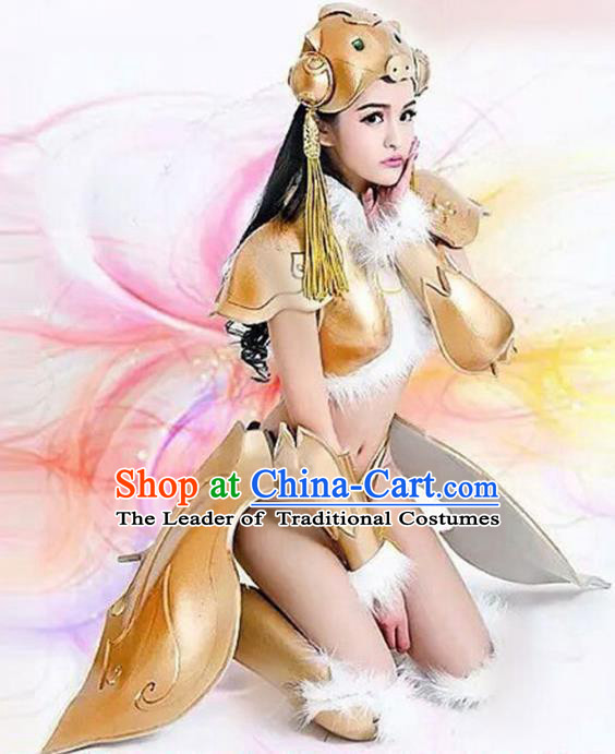 Top Grade Stage Performance Costumes Halloween Cosplay Modern Fancywork Clothing and Headwear for Women
