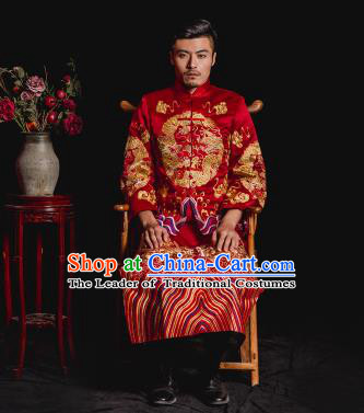 Chinese Traditional Embroidery Wedding Costume China Ancient Bridegroom Tang Suit Embroidered Gown for Men