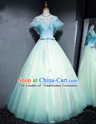 Top Grade Advanced Customization Green Veil Evening Dress Wedding Dress Compere Bridal Full Dress for Women