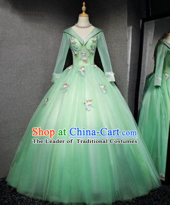 Top Grade Advanced Customization Evening Dress Green Veil Wedding Dress Compere Bridal Full Dress for Women