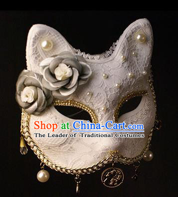 Halloween Exaggerated White Face Mask Fancy Ball Props Stage Performance Accessories Christmas Mysterious Masks