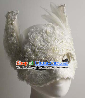 Halloween Exaggerated White Fox Face Mask Venice Fancy Ball Props Catwalks Accessories Christmas Masks