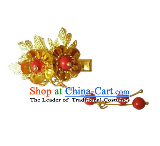China Ancient Hair Accessories Hanfu Golden Hair Stick Chinese Classical Tassel Hairpins for Women